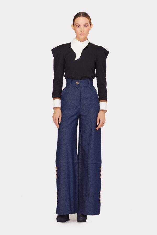 Fashion Asymmetrical Collar Blouse Black - Image 9