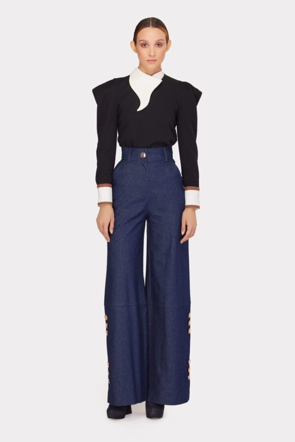 Fashion Asymmetrical Collar Blouse Black - Image 7
