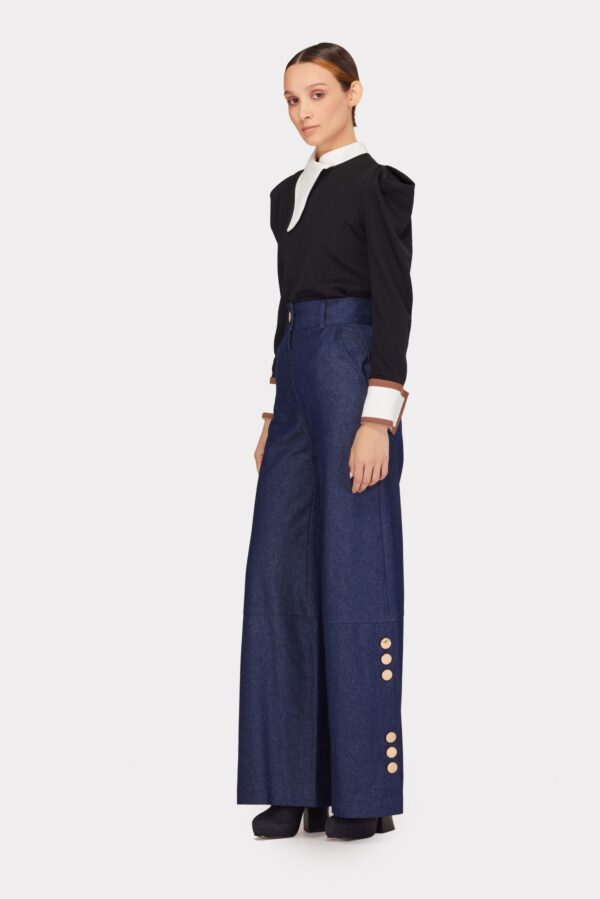 Fashion Asymmetrical Collar Blouse Black - Image 6