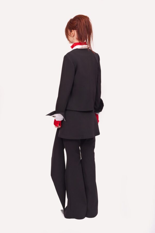 Asymmetric Overlay Flared Trousers Black - Image 5