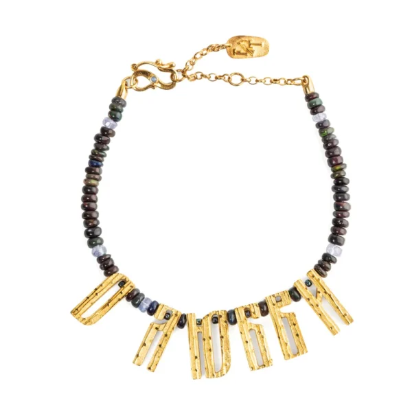 Gold-plated bracelet ABOUT LOVE on black opal with tanzanite - Image 2