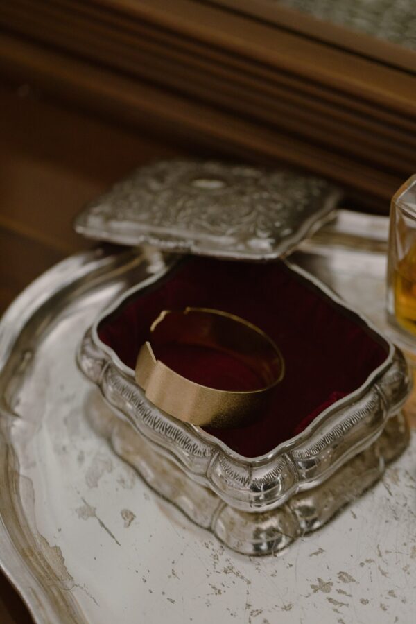 Gold-plated wide hard bracelet “Michel Lermantoff” with the engraving - Image 6