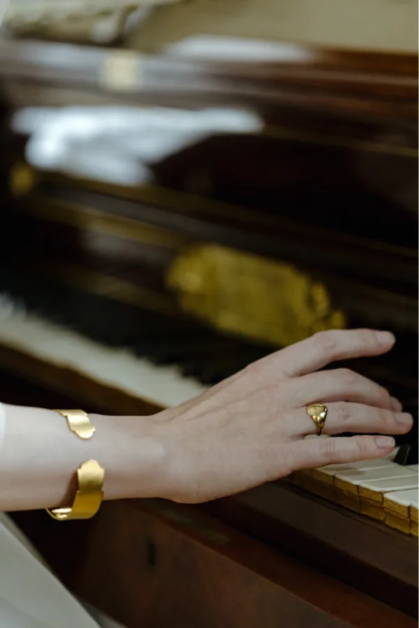 Gold-plated wide hard bracelet “Michel Lermantoff” with the engraving - Image 7