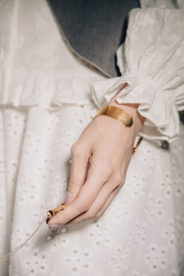 Gold-plated wide hard bracelet “Michel Lermantoff” with the engraving - Image 4