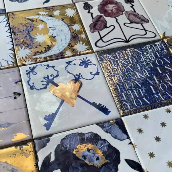 Set of 11 ceramic tiles “Fairy Tables’ images Compendium” - Image 14