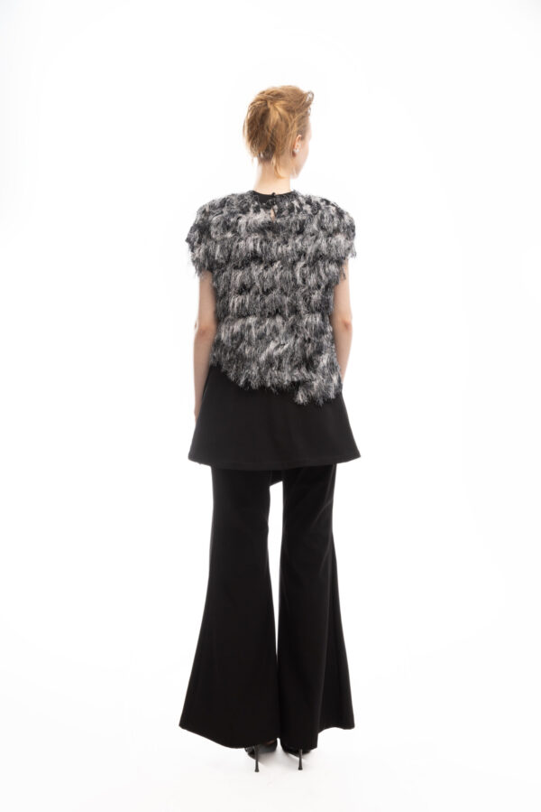 Asymmetric Overlay Flared Trousers Black - Image 10