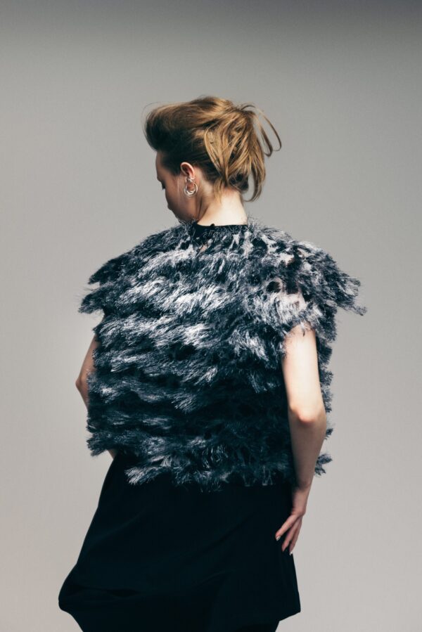 Asymmetric Overlay Flared Trousers Black - Image 13