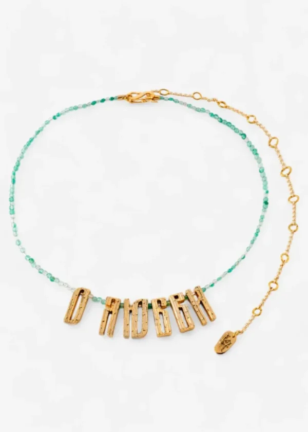 Necklace ABOUT LOVE on green agate